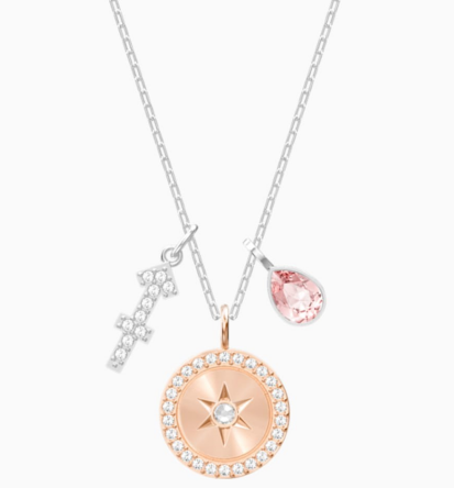 Collar Swarovski Zodiaco Sagitario Medallón Estrella Oro Rosa