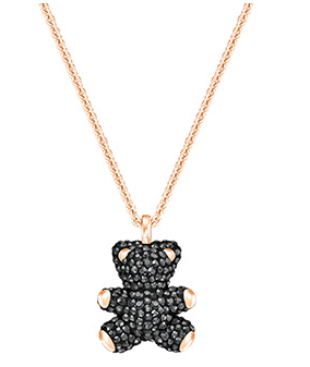 Collar Swarovski Osito Pavé Negro Oro Rosa