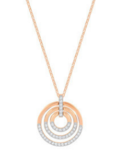 Collar Swarovski Triple Círculo Concéntrico Bicolor Oro Rosa