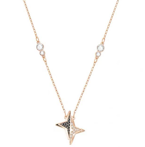 Collar Swarovski Estrella Cuatro Puntas Degradado Oro Rosa