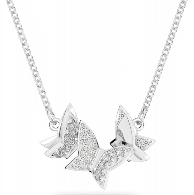 Collar Swarovski Racimo Tres Mariposas Bicolor Rodio