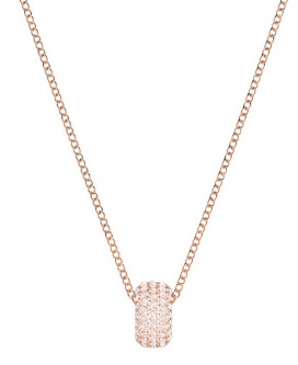Collar Swarovski Cilindro Pavé Rondel Blanco Oro Rosa