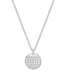 Collar Swarovski Medallón Redondo Pavé Blanco Rodio