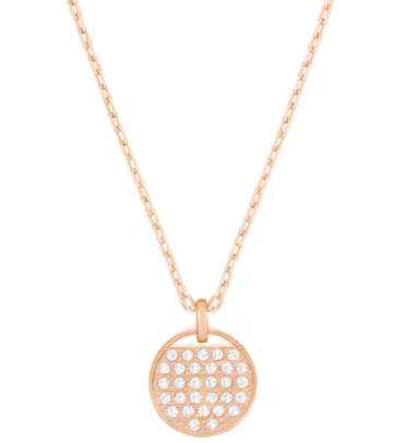 Collar Swarovski Medallón Redondo Pavé Blanco Oro Rosa