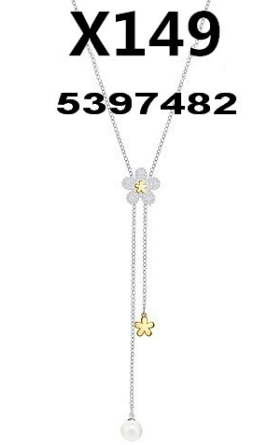 Collar Swarovski Flor Doble Colgante Perla Bicolor