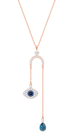 Collar Swarovski Ojo Protector Colgantes Asimétricos Oro Rosa