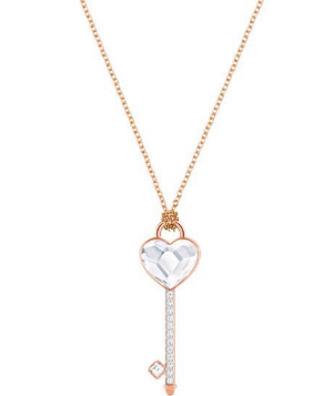 Collar Swarovski Llave Corazón Cristal Oro Rosa