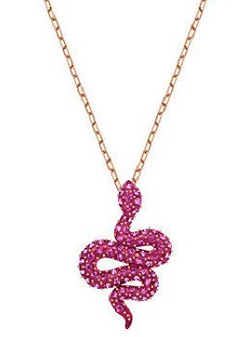 Collar Swarovski Serpiente Enroscada Pavé Fucsia