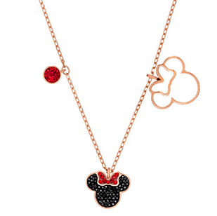 Collar Swarovski Minnie Mouse Lazo Rojo Oro Rosa