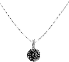 Collar Swarovski Bola Pavé Cristales Negros Rodio