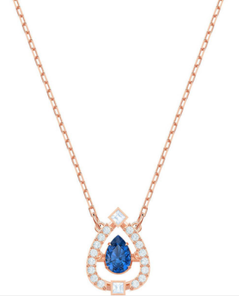 Collar Swarovski Sparkling Dance Gota Cristal Azul Oro Rosa