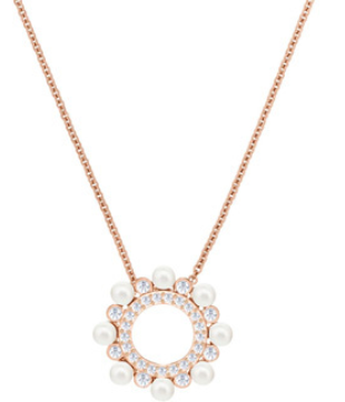 Collar Swarovski Círculo Perlas y Pavé Oro Rosa