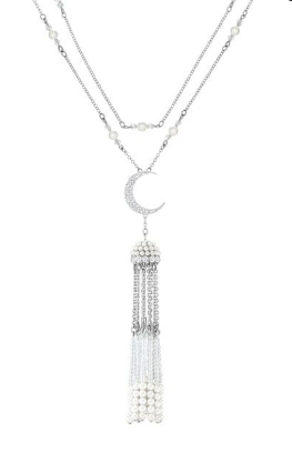 Collar Swarovski Luna Pavé con Borla de Perlas