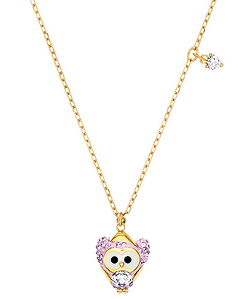 Collar Swarovski Búho Pavé Lila Dorado