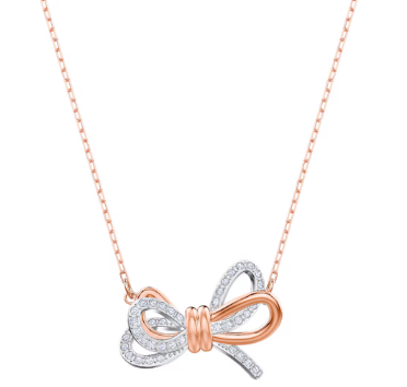Collar Swarovski Moño Bicolor Pavé Oro Rosa y Plata