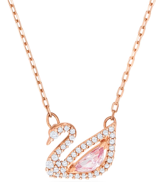Collar Swarovski Cisne Cristal Rosa Oro Rosa