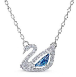 Collar Swarovski Cisne Cristal Azul Rodio