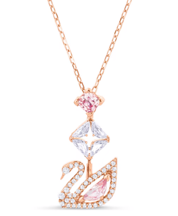 Collar Swarovski Cisne con Rombo de Cristales Rosa