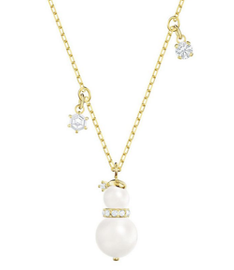 Collar Perlas Apiladas Dorado con Dije Copo de Nieve