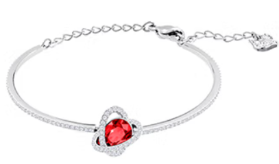 Brazalete Rígido Gota Roja con Halo Pavé Rodiado