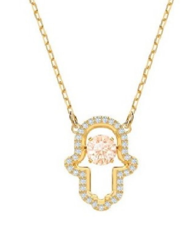 [X210] Collar Mano de Hamsa Symbolica Cristal Champán Dorado