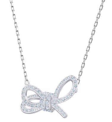 Collar Lazo Anudado Pavé Blanco Rodiado