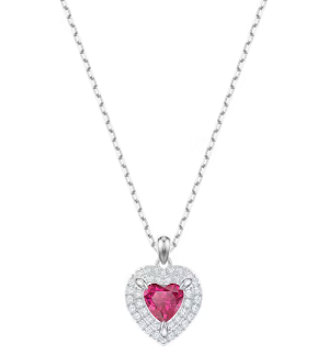 [X212-1] Collar Corazón Rojo Sparkling Dance Halo Pavé
