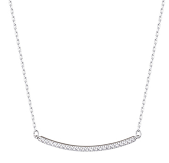 Collar Barra Curva Pavé Blanco Rodiado