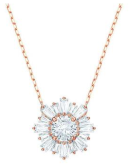 Collar Sol Cristal Blanco Rayos Baguette Oro Rosa