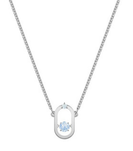 Collar Eslabón Ovalado Cristal Azul Rodiado