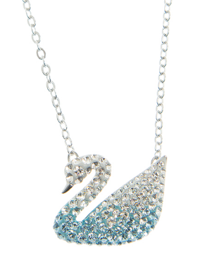 Collar Cisne Grande Pavé Azul Degradado Rodiado