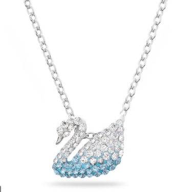 Collar Cisne Pequeño Pavé Azul Degradado Rodiado