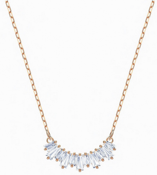 Collar Swarovski Abanico de Baguettes Cristal Oro Rosa