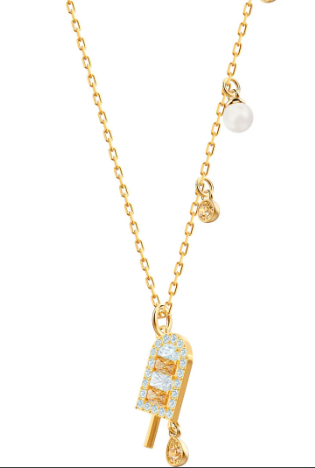 Collar Swarovski Paleta de Hielo Pavé Celeste y Perla