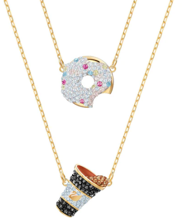Collar Swarovski Dúo Dona y Vaso Pavé Multicolor Dorado