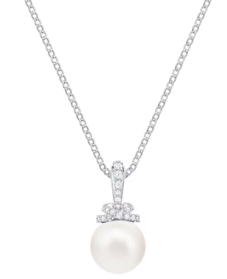 Collar Swarovski Perla Solitaria con Bail Pavé Rodio