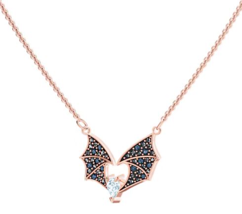 Collar Swarovski Alas de Murciélago Corazón Oro Rosa