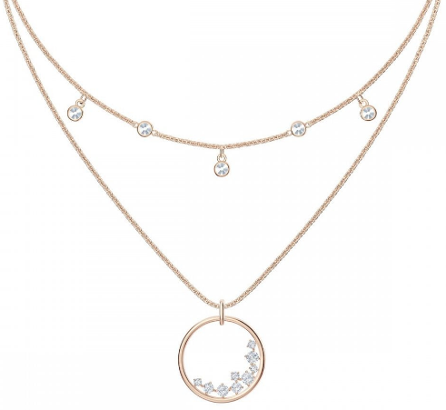Collar Swarovski Doble Capa Aro con Cúmulo de Estrellas Oro Rosa