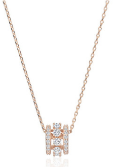 Collar Colgante Jaula Ovalada Pavé Oro Rosa