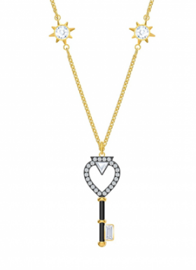 Collar Llave Corazón Pavé con Estrellas Doradas