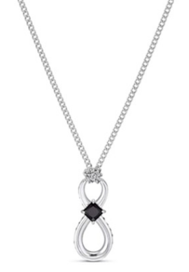 Collar Swarovski Infinito Piedra Negra Cuadrada