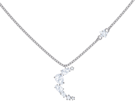 Collar Swarovski Luna Creciente Cristales Mixtos Plateado