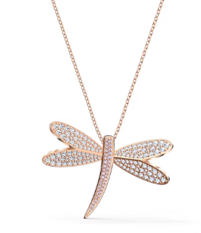 Collar Swarovski Libélula Grande Alas Pavé Bicolor