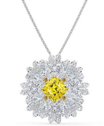 Collar Swarovski Flor Nieve Grande Centro Amarillo