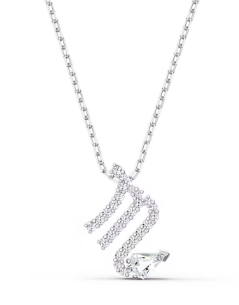 Collar Zodiaco Escorpio Ondas Pavé y Cristal Pera