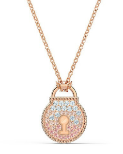 Collar Candado Pavé Degradado Rosa y Azul