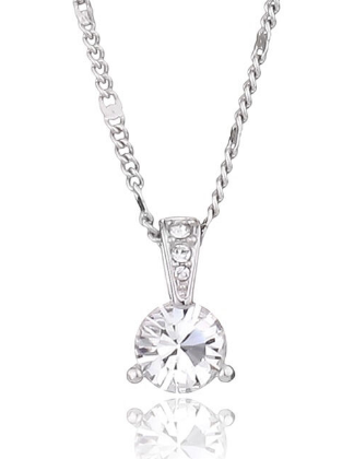 Collar Solitario Redondo Bail Pavé Tono Rodio