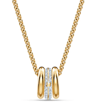 Collar Cadena con Triple Aro y Pavé Central Dorado