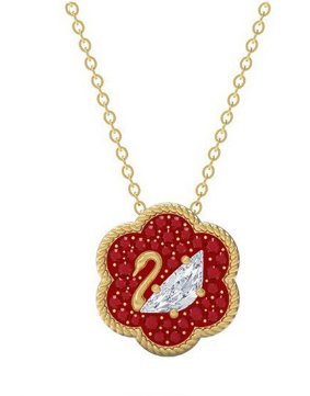 Collar Flor Roja con Silueta de Cisne Marquise