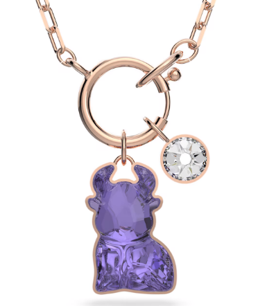 Collar Toro Facetado Lila con Charm Redondo